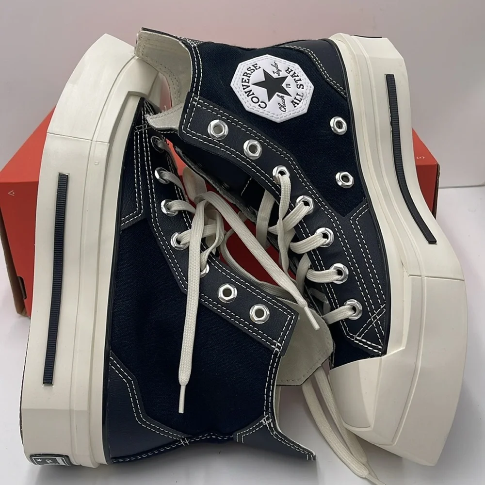 Converse WMNS Black High-Top Sneakers A06435C CHUCK 70 DE LUXE SQUARED HI BLACK/